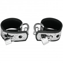 Rimba Wrist Cuffs in Leather and Metal with Padlock  1