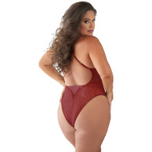 Allure Diva Rayna Red Leopard Lace-up Teddy Plus Size