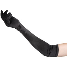 baseks Long Black Satin Gloves 