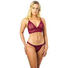 NORTIE Bay Leaf Bra and Thong Set Bordeaux